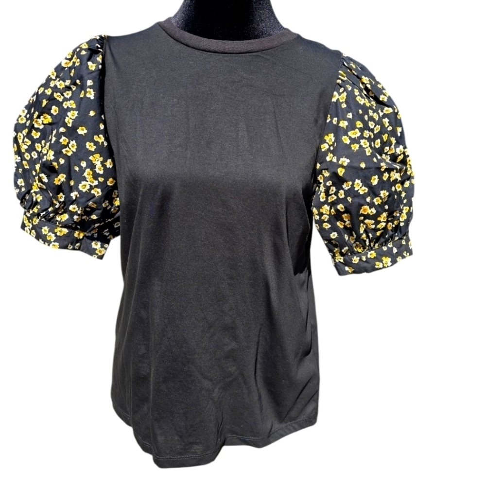 Who What Wear Floral Puff Sleeve Top Med